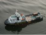 General view of the completed model afloat.